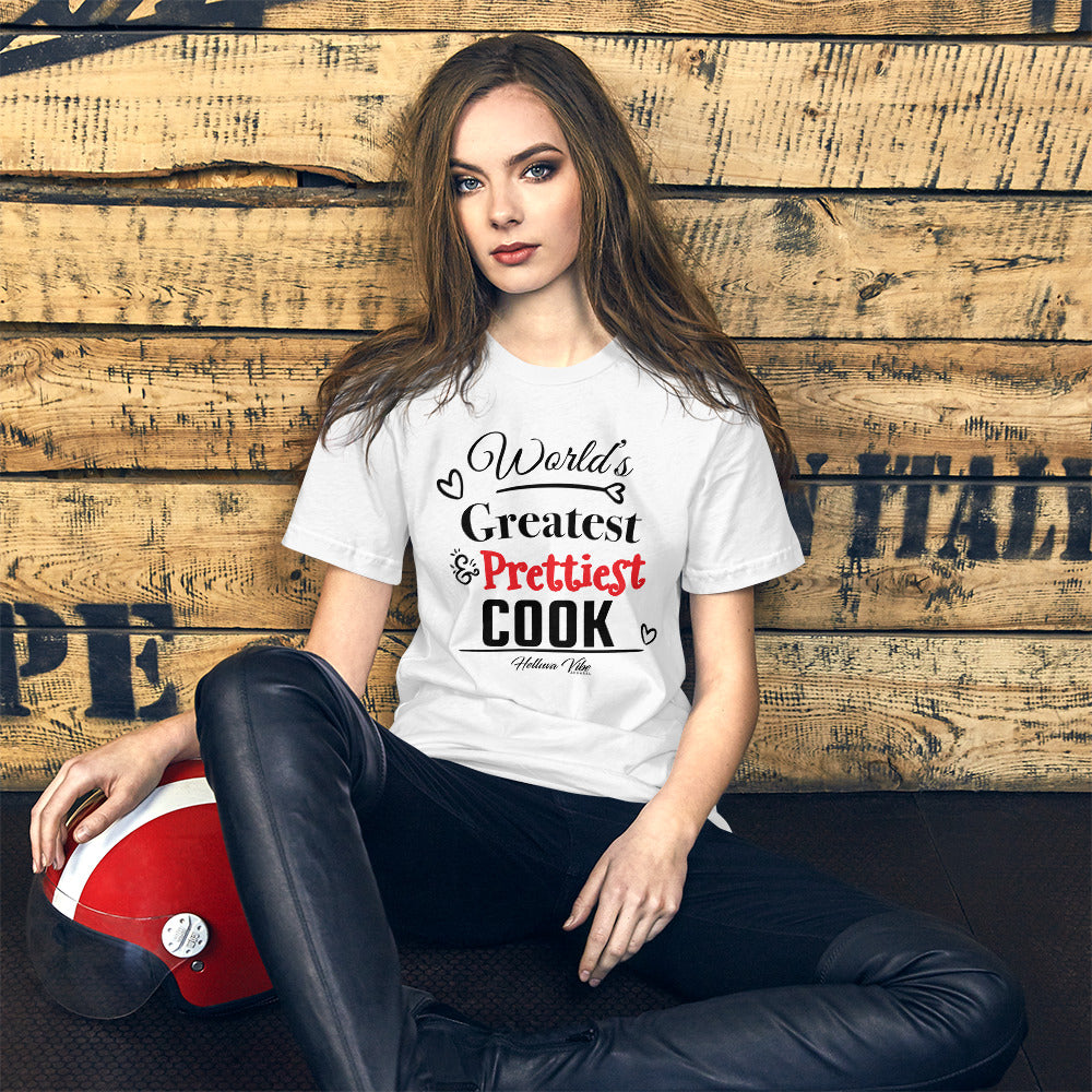 World's Greatest & Prettiest Cook Slogan Tee - Helluva Vibe Apparel