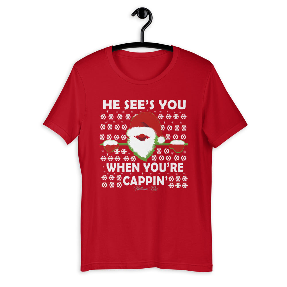 No Cappin' Slogan and Santa Print Tee - Helluva Vibe Apparel