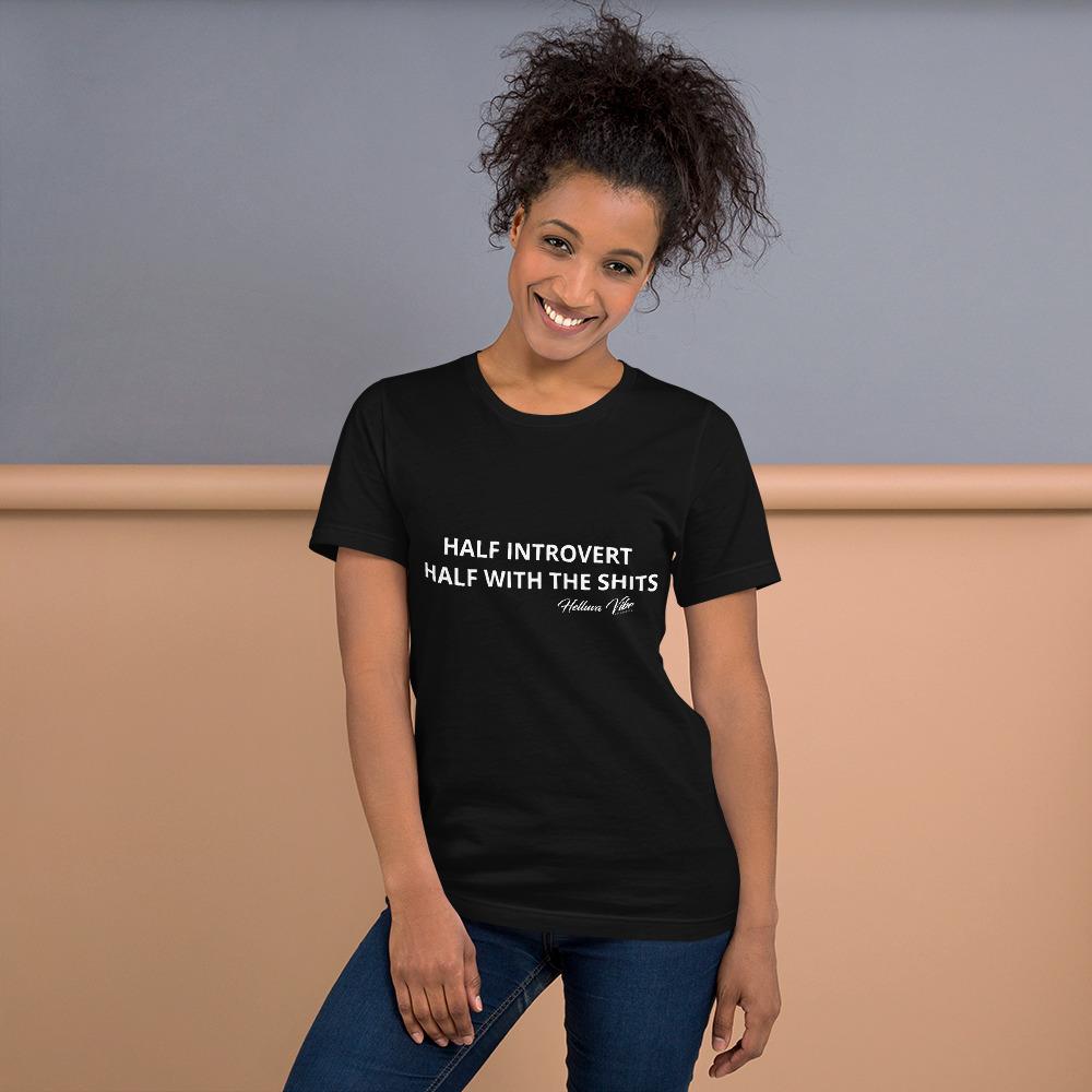 Half Introvert Letter Print Tee - Helluva Vibe Apparel