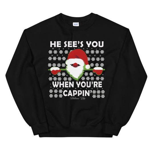 No Cappin' Slogan and Santa Print Sweatshirt - Helluva Vibe Apparel