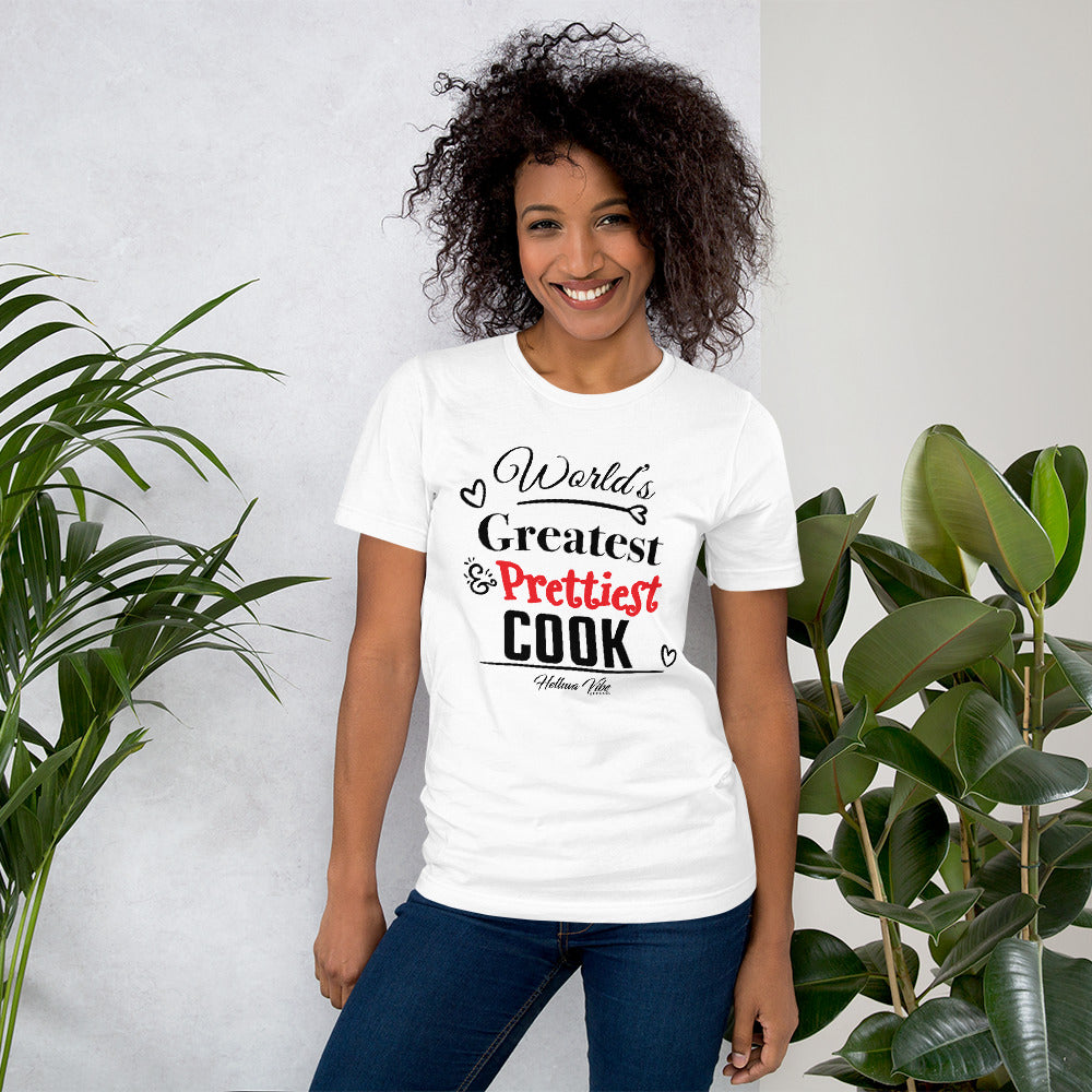 World's Greatest & Prettiest Cook Slogan Tee - Helluva Vibe Apparel
