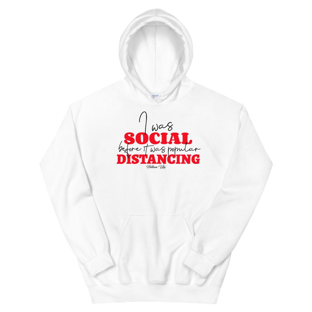 Social Distancing Pullover White Hoodie - Helluva Vibe Apparel