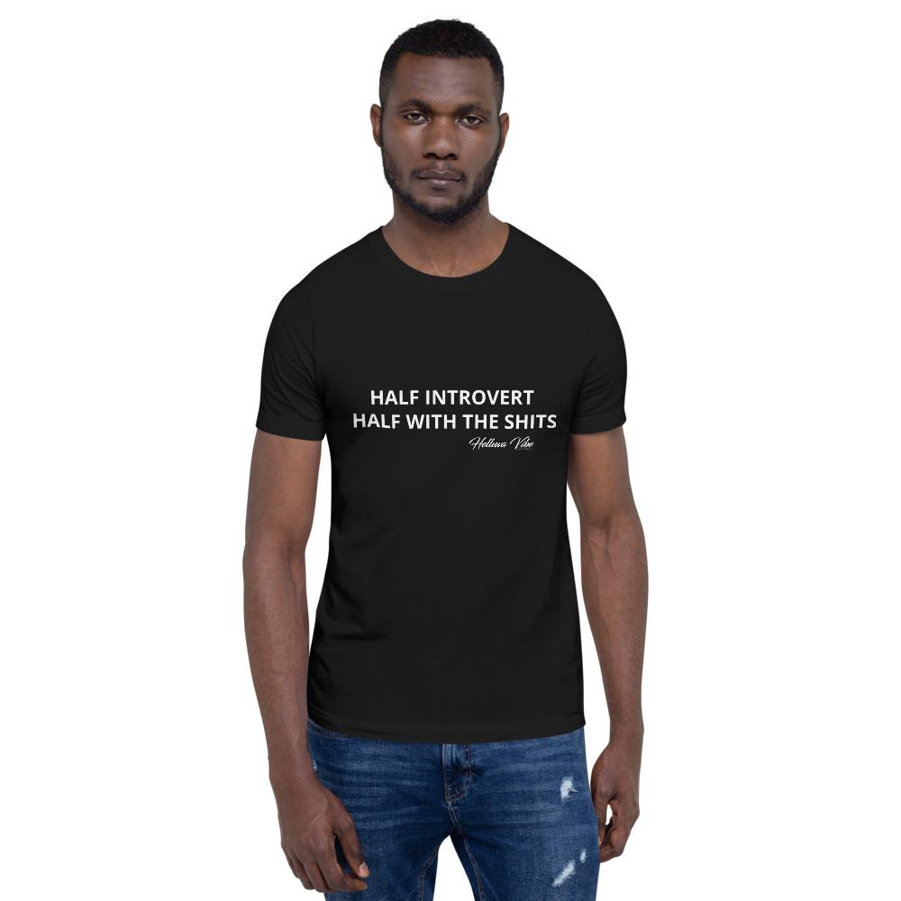 Half Introvert Letter Print Tee - Helluva Vibe Apparel