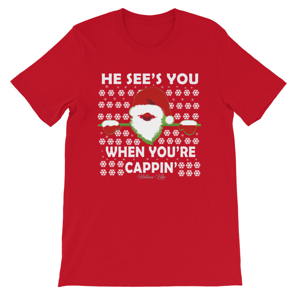 No Cappin' Slogan and Santa Print Tee - Helluva Vibe Apparel