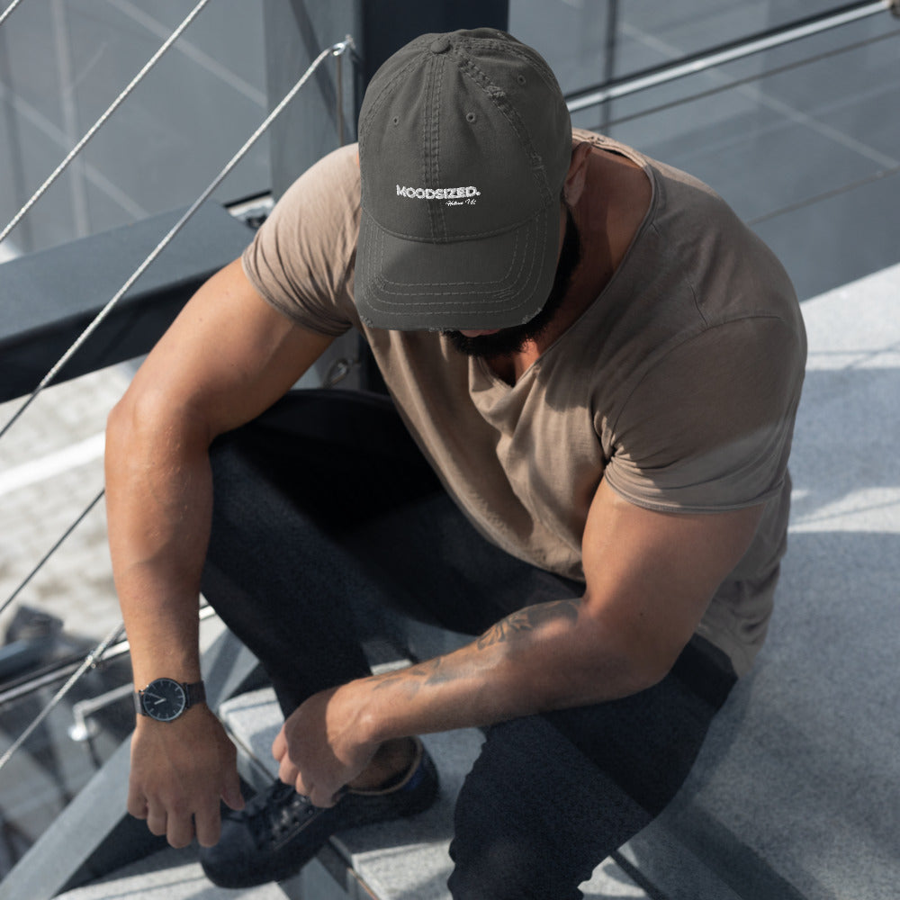 Moodsized Slogan Distressed Dad Hat - Helluva Vibe Apparel
