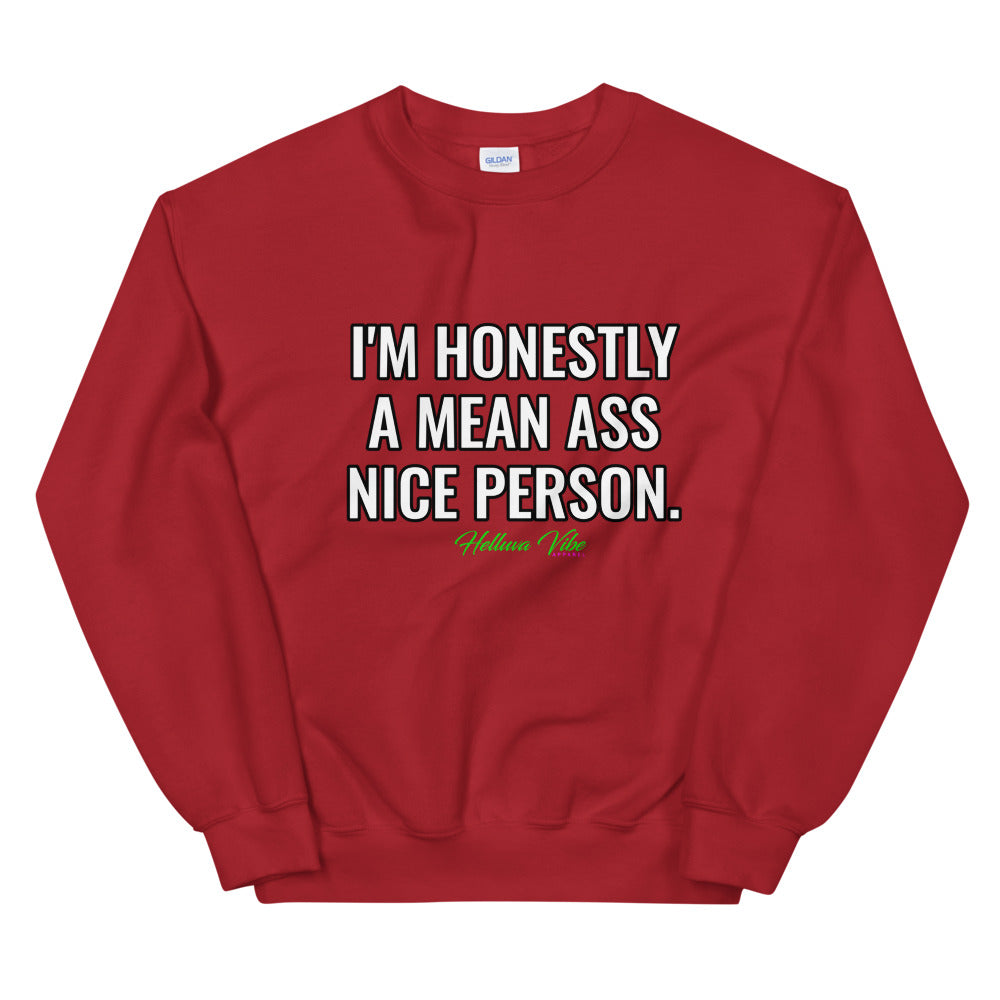 Mean Nice Person Slogan Sweatshirt - Helluva Vibe Apparel