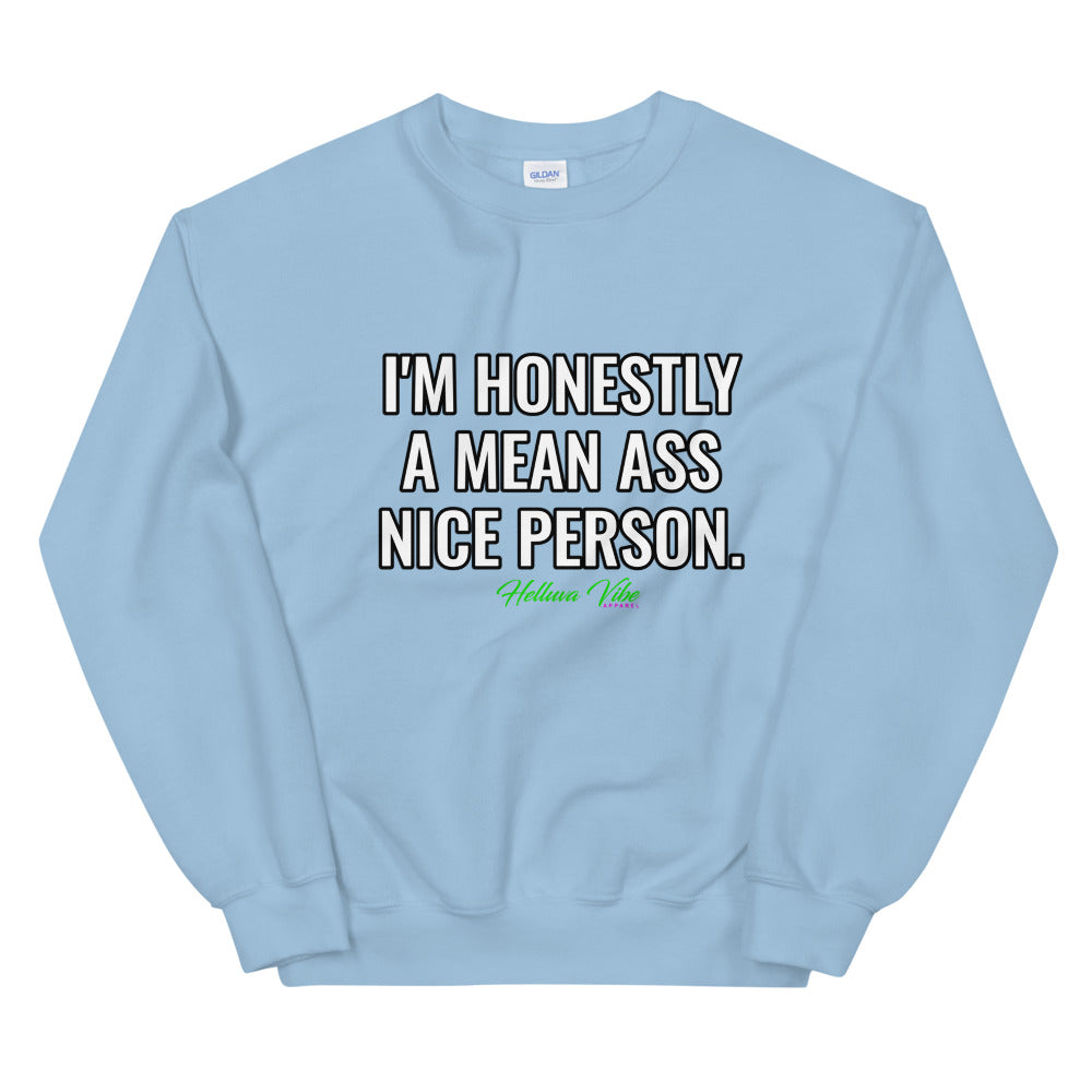 Mean Nice Person Slogan Sweatshirt - Helluva Vibe Apparel