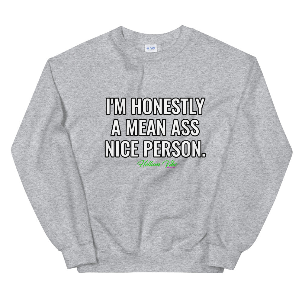 Mean Nice Person Slogan Sweatshirt - Helluva Vibe Apparel