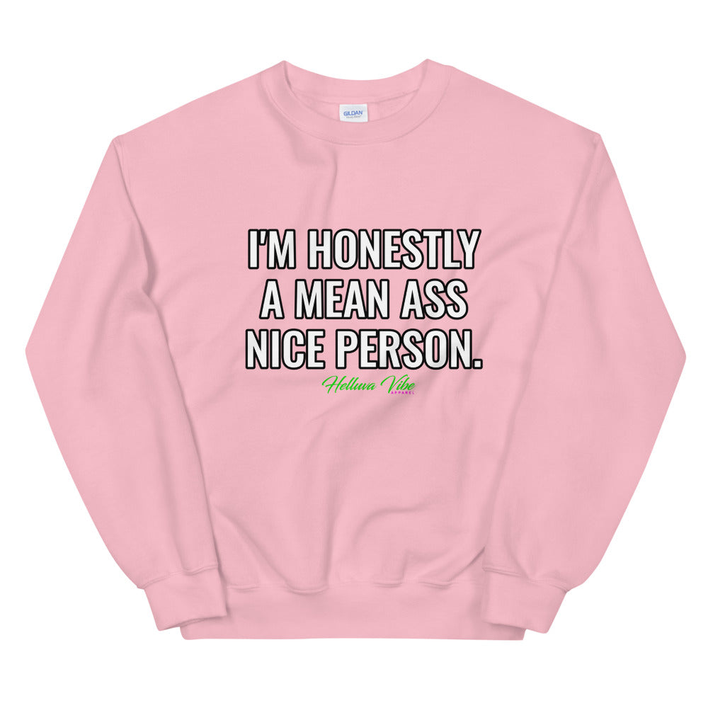 Mean Nice Person Slogan Sweatshirt - Helluva Vibe Apparel