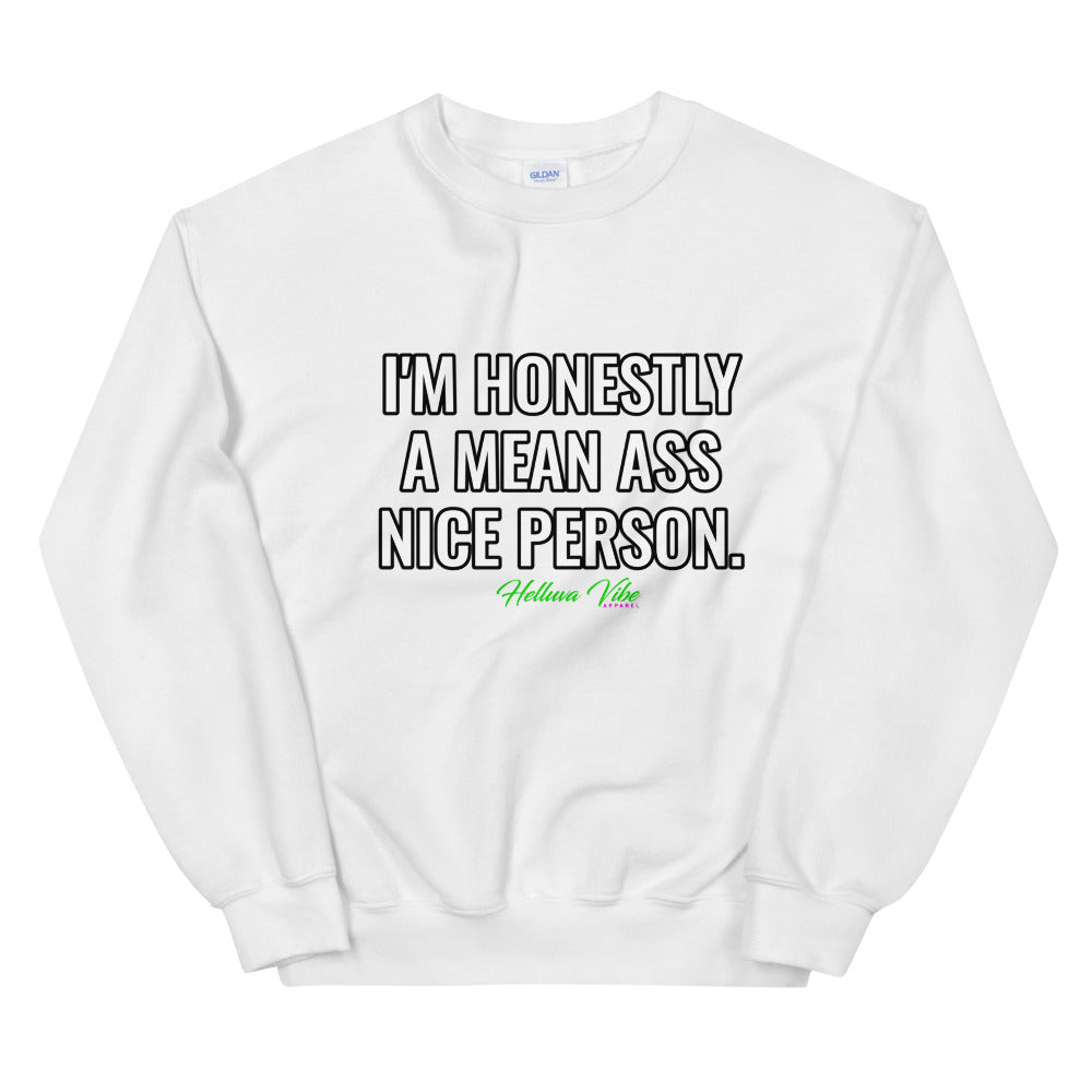 Mean Nice Person Slogan Sweatshirt - Helluva Vibe Apparel