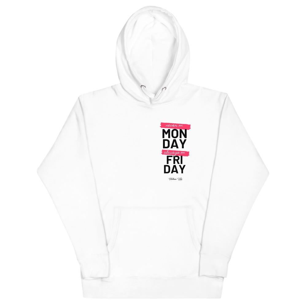 Always On A Friday White Hoodie - Helluva Vibe Apparel