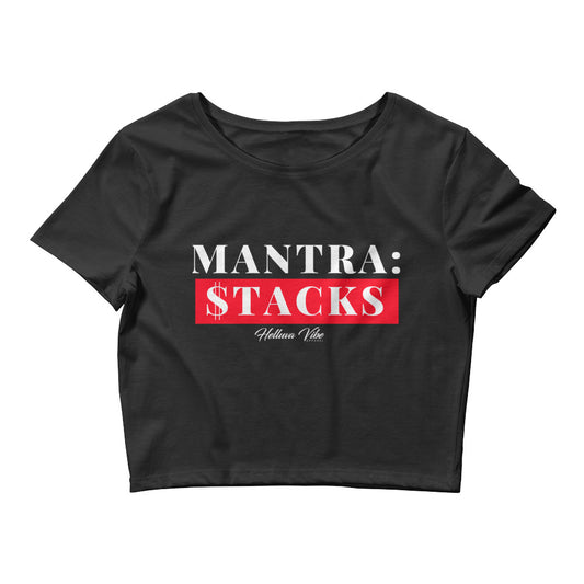 Mantra Women’s Black Crop Top Tee - Helluva Vibe Apparel