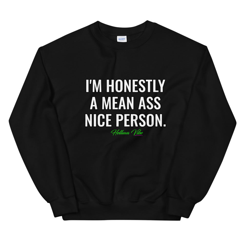 Mean Nice Person Slogan Sweatshirt - Helluva Vibe Apparel